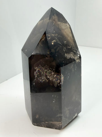 Brazilian Smoky Quartz Tower – Extra Dark with Natural Rainbows