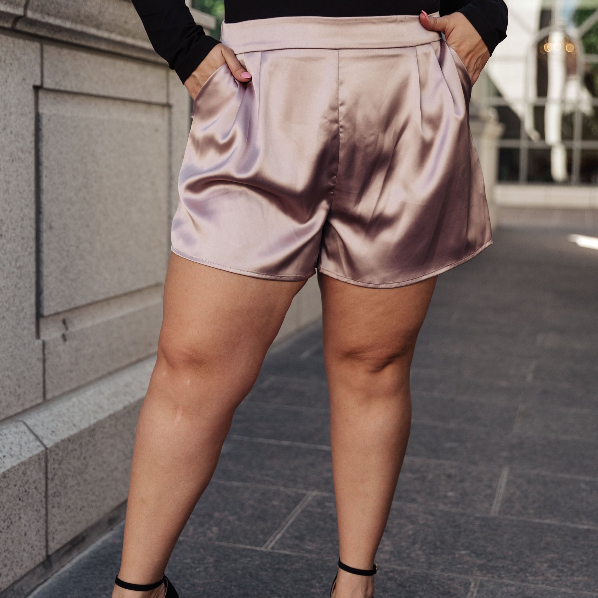 Champagne and Roses Satin Shorts
